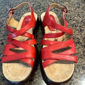 Dansko Red Leather Sandals Size 7